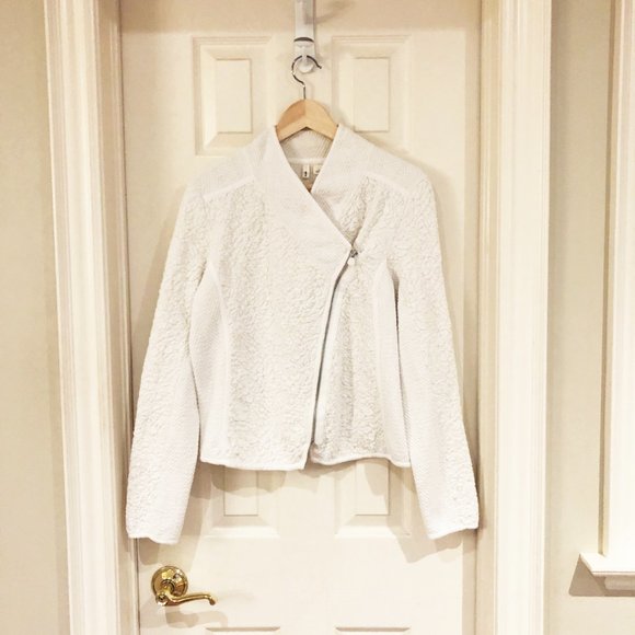 Anthropologie Moth Birte Textured White Moto Jacket, M - Picture 4 of 9